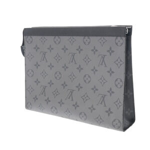 Louis Vuitton Eclipse Bag Black Clutch Canvas Gray Pochette Voyage
